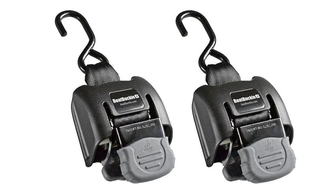 F14256 – IMMI Tie Down Strap, Boat Transom 3-1/2 Foot Length x 2 Inch Width With Retractable Ratchet 500 Pound Load C...